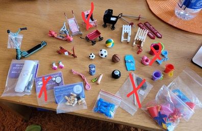 Dolls house accessories - outdoor toys and sports equipment