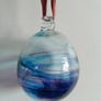 Handblown Glass Hanging Ornament in Blue, Aqua & Purple Image 5