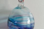 Handblown Glass Hanging Ornament in Blue, Aqua &amp; Purple