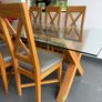 Glass dining room table with 6 chairs Image 4