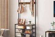 Coat Stand, Coat Rack with Shoe Storage, Free Standing Hall Tree with 9 Hooks