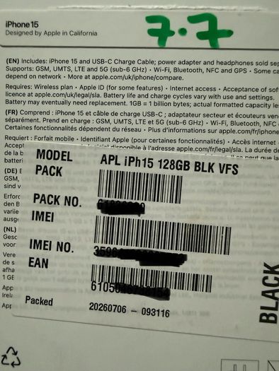 Apple iPhone 15 128GB New
