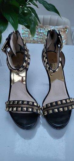 Michael Kors black and gold sandals Sz 40 (Fit 7-7.5UK) - Bnwot Rrp 240
