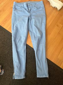 Cornflower blue oasis jeans with zip at ankle