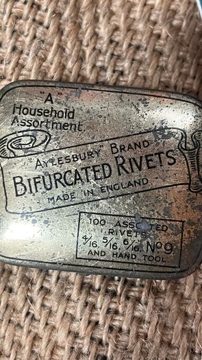 vintage George & Co. Press Button Tins with contents