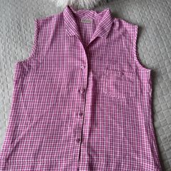 Avalon Designs Pink Gingham Sleeveless Shirt Size 12