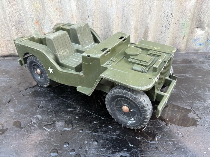 vintage Cherilea action man German motorcycle and sidecar plus battle worn Jeep