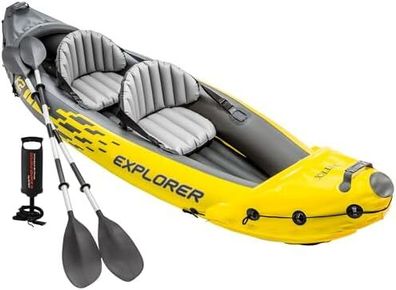K2 Kayak, 2-Person Inflatable Kayak Set with Aluminum Oars and High Output Air Pump