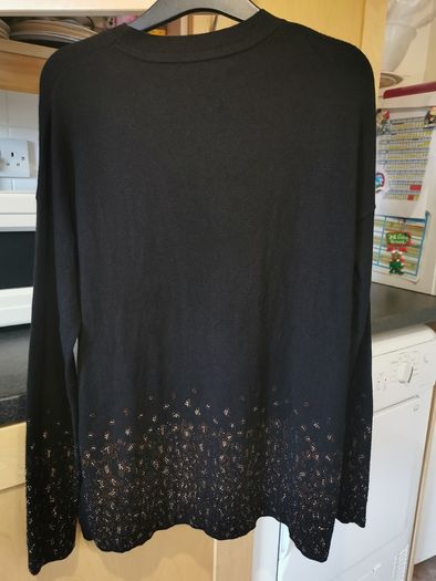 Karen Millen Embellished Hem Black Jumper UK 12