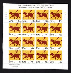 2006 Ireland 30th Anniversary of Irish Guide Dogs for the Blind Commemorative Stamp Sheetlet Plate 1B1B1B1B Fine CDS Used with Dublin cancel of 7th July 2006 (First day of issued) on envelope extract.