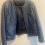 Navy Blue leather Jacket Image 2