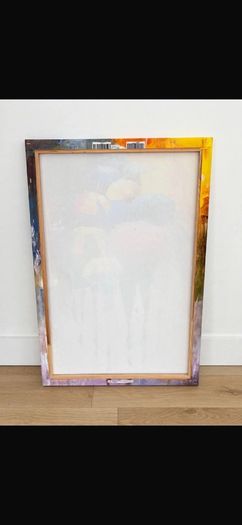 Canvas with bright coloured umbrellas