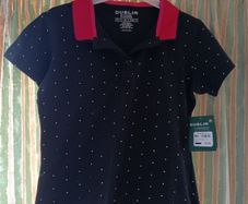 Dublin Black & Pink Polo Shirt With Silver Dot Design. With Embroidery. Size 10/Small.