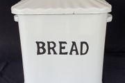 Enamel bread bin white vintage farmhouse