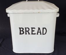 Enamel bread bin white vintage farmhouse