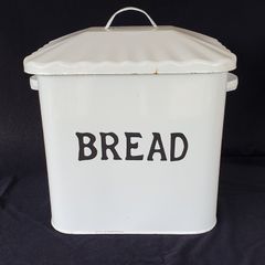 Enamel bread bin white vintage farmhouse