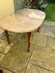 Well used vintage pine dining table
