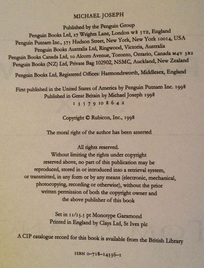 Tom Clancy [1998] Rainbow Six (Hardback 1st Edition UK)