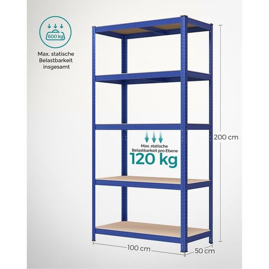 Storage Shelves Set of 2  Heavy Duty Garage Shelving 200 x 100 x 50cm