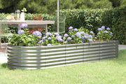 Garden Raised Bed Galvanised Steel 224x80x36 cm Silver