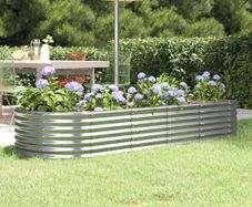 Garden Raised Bed Galvanised Steel 224x80x36 cm Silver