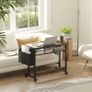 Height-adjustable standing desk with tilting desktop, casters, storage shelf, perfect for writing, reading, drawing, brown Image 2