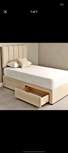 Cream double bed and mattress
