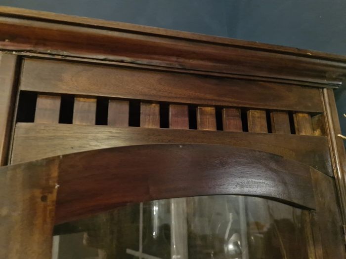 Tall Solid Dark Wood Display Cabinet