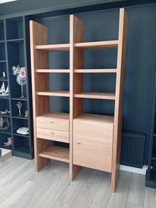 solid oak display cabinet with drawers