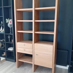 solid oak display cabinet with drawers