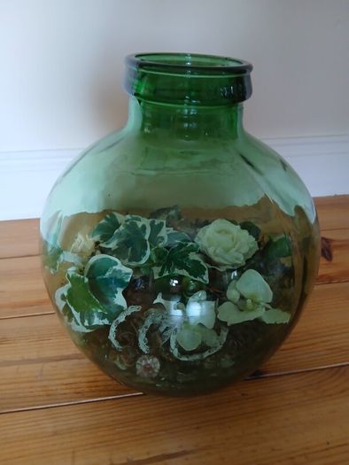 Vintage Viresa Terrarium from 1960s or 1970s.  Green Verdi Glass.