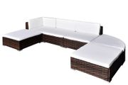 6 Piece Garden Lounge Set with Cushions Poly Rattan Brown