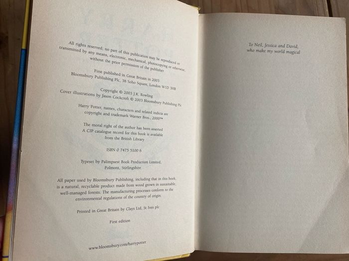 Harry Potter and The Order of the Phoenix First edition 2003
