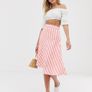 Vila - Mid Rose Striped Midi Skirt New with Tags RRP  42 Euro Size UK18 Asymmetric Image 3