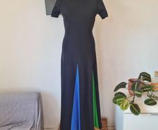 VINTAGE 1960s designer Polly Peck mod wool maxi dress M 10 12 Made in England