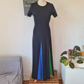 VINTAGE 1960s designer Polly Peck mod wool maxi dress M 10 12 Made in England