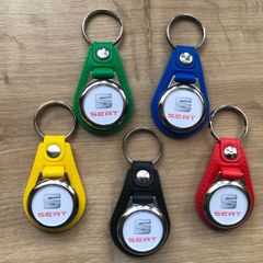 Leather Seat key ring with trolley token
