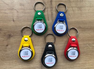 Leather Seat key ring with trolley token