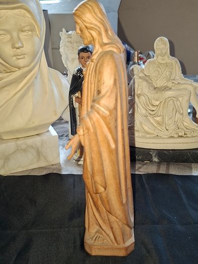 Beautiful Old Sacred Heart of Jesus, Handcrafted Wooden Sculpture made by Conrad Moroder in Ortisei Italy., featuring a carved heart on the chest., Postage Available or Collection