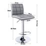 Modern Bar Stools Set of 2 Leatherette   Exterior,Double Needle Sewing,Height Adjustable,Chrome Footrest and Base,Bar Chairs for Kitchens,Counter and Home (Grey) Image 4