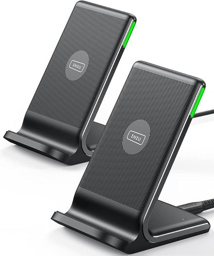 Wireless Charger 2-Pack, Qi-Certified 15W Fast Wireless Charger Stand with Sleep-friendly Adaptive Light Compatible with iPhone 13 12 11 Pro X 8 Plus Samsung Galaxy S21 S20 Note Huawei Xiaomi etc