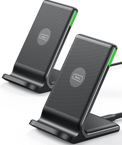 Wireless Charger 2-Pack, Qi-Certified 15W Fast Wireless Charger Stand with Sleep-friendly Adaptive Light Compatible with iPhone 13 12 11 Pro X 8 Plus Samsung Galaxy S21 S20 Note Huawei Xiaomi etc