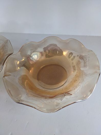 Vintage Marigold Iridescent Carnival Glass Bowl