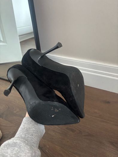 Penneys black suede high heel sock style ankle boots size 5