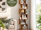 Tall Geometric Bookcase 191cm Rustic Brown Storage Shelf Ireland