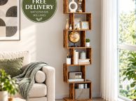 main image for ad Tall Geometric Bookcase 191cm Rustic Brown Storage Shelf Ireland
