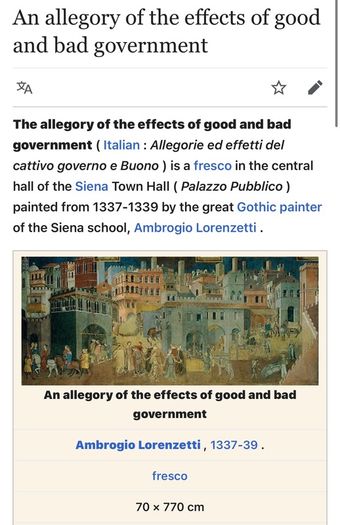 Print on board The allegory of good and bad government by Lorenzetti