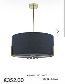 Beautiful Brushed Gold 3 Light Pendant with Navy Shade