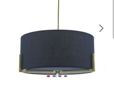 Beautiful Brushed Gold 3 Light Pendant with Navy Shade