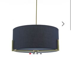 Beautiful Brushed Gold 3 Light Pendant with Navy Shade